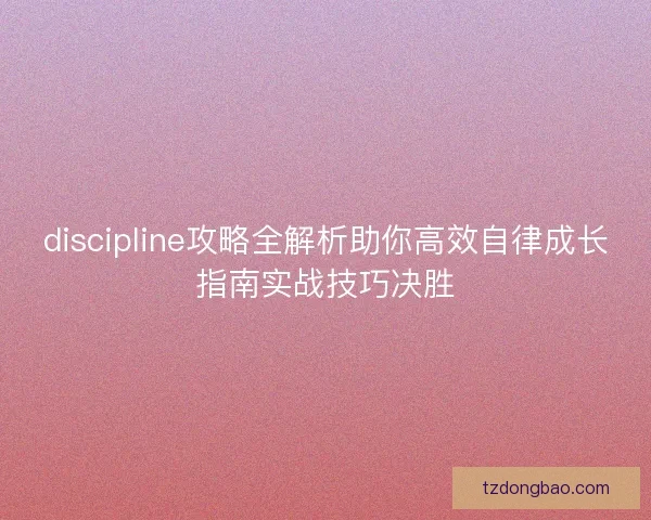 discipline攻略全解析助你高效自律成长指南实战技巧决胜