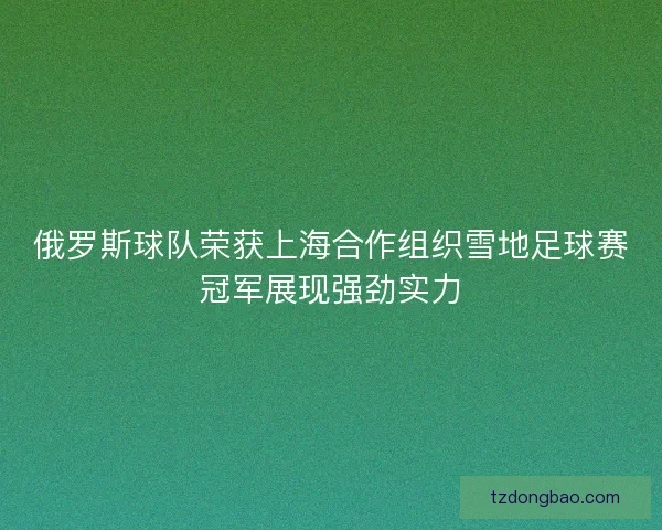 俄罗斯球队荣获上海合作组织雪地足球赛冠军展现强劲实力